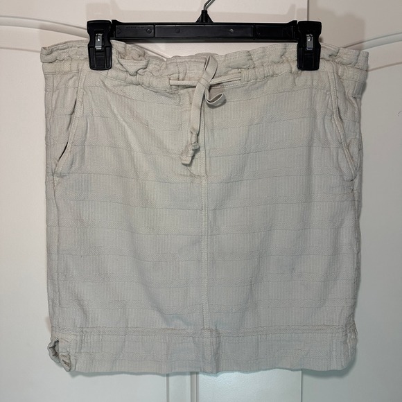 LOFT Dresses & Skirts - Loft Cream Mini Skirt Linen Cotton Blend Drawstring Pockets‎ Womens Small Petite